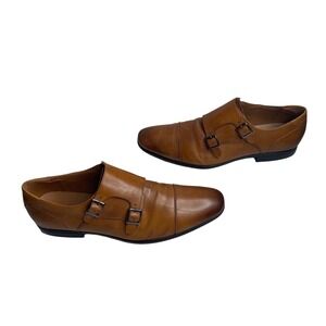 Aldo Men's Tan Brown Leather Double Monk Strap Cap Toe Dress Shoes Size 11